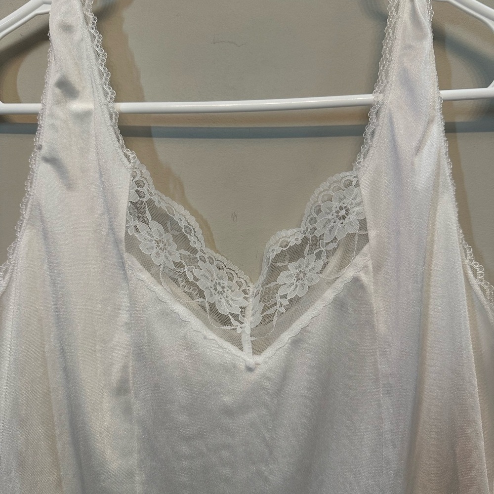 Vintage Y2K Cream Lace Trim Camisole Slip Size Medium - Picture 2 of 6